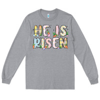 Heather Grey he is risen Long Sleeve Tee - MaliasSmallBusiness