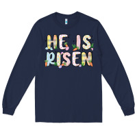 Navy he is risen Long Sleeve Tee - MaliasSmallBusiness