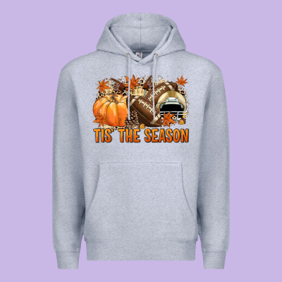 Tis' The Season Football And Light Yellow Helmet Premium Hoodie Designed By Nancycooperartshop