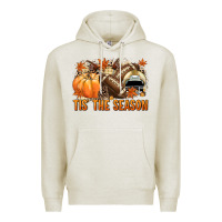 Oatmeal Heather Tis' the season Football and light yellow helmet Premium Hoodie - NancyCooperArtShop