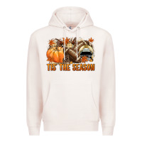 Pale Pink Tis' the season Football and light yellow helmet Premium Hoodie - NancyCooperArtShop