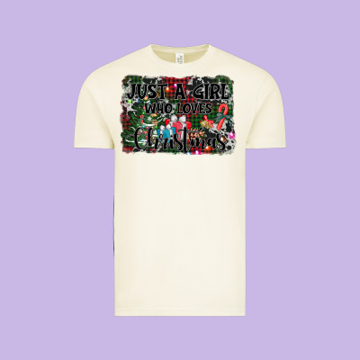 Just A Girl Who Loves Christmas Vintage Tee Designed By Adodesignshop