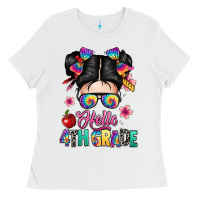 White hello fourth grade Ladies Tee - texasbilliewilder