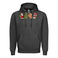 Charcoal Heather christmas milk and cookies Zipper Hoodie - MaliasSmallBusiness