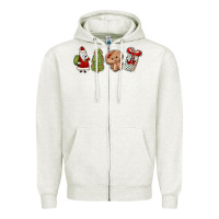 Oatmeal Heather christmas milk and cookies Zipper Hoodie - MaliasSmallBusiness