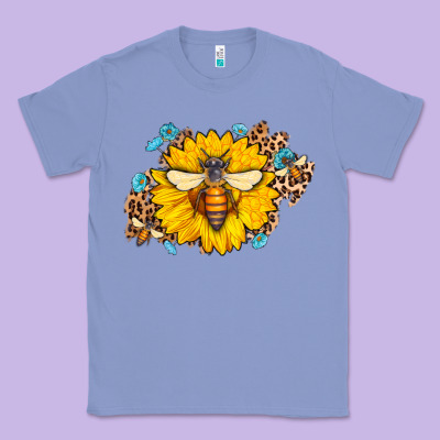 Bee Sunflower Leopard Classic Tee Designed By Jasminsmagicworld