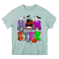 Halloween Momster Messy Bun Heavy Core Tee | Teevron