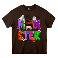 Chocolate Brown halloween momster messy bun Heavy Core Tee - Zillion Design Studio
