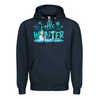 Navy hello winter snowman Zipper Hoodie - MaliasSmallBusiness