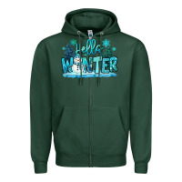 Sports Green hello winter snowman Zipper Hoodie - MaliasSmallBusiness