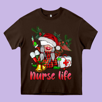 Christmas Nurse Life Gnome Heavy Core Tee Designed By Barkaloodesign