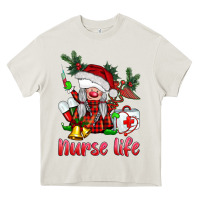Cream christmas nurse life gnome Heavy Core Tee - BarkalooDesign