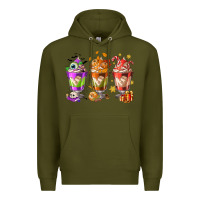 Army Green Hallothanksmas coffee cups Premium Hoodie - NancyCooperArtShop