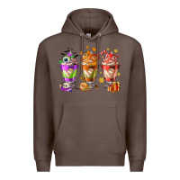 Coffee Hallothanksmas coffee cups Premium Hoodie - NancyCooperArtShop