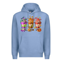 Colony Blue Hallothanksmas coffee cups Premium Hoodie - NancyCooperArtShop