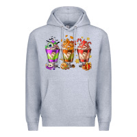 Heather Grey Hallothanksmas coffee cups Premium Hoodie - NancyCooperArtShop