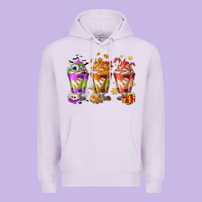 Hallothanksmas Coffee Cups Premium Hoodie Designed By Nancycooperartshop