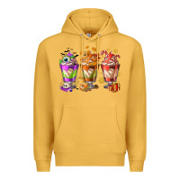 Mustard Hallothanksmas coffee cups Premium Hoodie - NancyCooperArtShop
