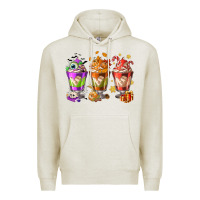 Oatmeal Heather Hallothanksmas coffee cups Premium Hoodie - NancyCooperArtShop