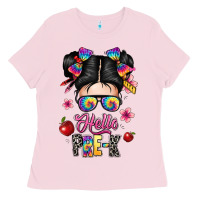 Bubblegum Pink hello pre k Ladies Tee - texasbilliewilder