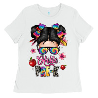 White hello pre k Ladies Tee - texasbilliewilder