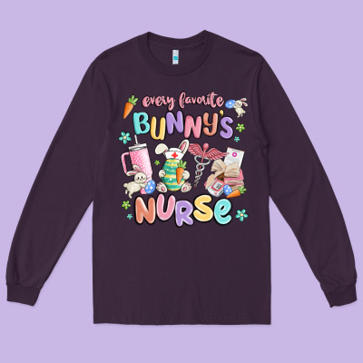 Every Favorite Bunnys Nurse Long Sleeve Tee Designed By Maliassmallbusiness