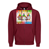 Burgundy christmas lights gnome Zipper Hoodie - MaliasSmallBusiness