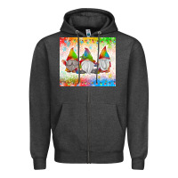 Charcoal Heather christmas lights gnome Zipper Hoodie - MaliasSmallBusiness