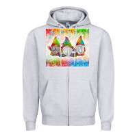 Heather Grey christmas lights gnome Zipper Hoodie - MaliasSmallBusiness