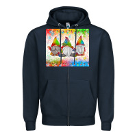 Navy christmas lights gnome Zipper Hoodie - MaliasSmallBusiness