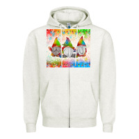 Oatmeal Heather christmas lights gnome Zipper Hoodie - MaliasSmallBusiness