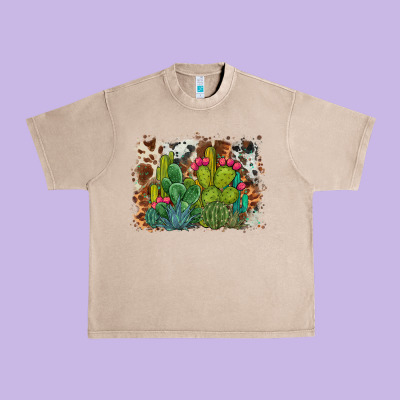 Watercolor Cactus Western Background Urban Heavy Tee Designed By Barkaloodesign