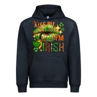 Navy St. Patrick's Kiss me I'm Irish with lip Urban Hoodie - HowdyJamesFarm