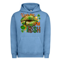 Pigment Pebble Blue St. Patrick's Kiss me I'm Irish with lip Urban Hoodie - HowdyJamesFarm