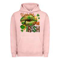 Pigment Salmon St. Patrick's Kiss me I'm Irish with lip Urban Hoodie - HowdyJamesFarm