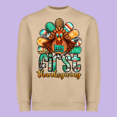 My First Thanksgiving Turkey Heavyweight Sweatshirt Designed By Jasminsmagicworld