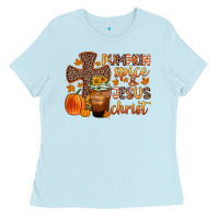 Baby Blue pumpkin spice and jesus christ Ladies Tee - Zillion Design Studio