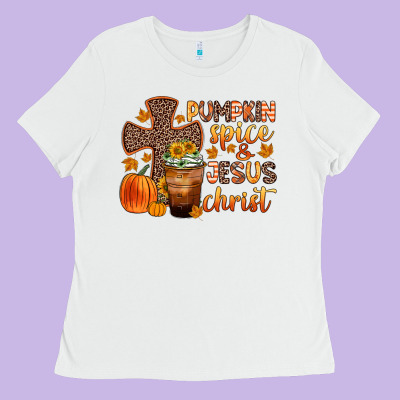 Pumpkin Spice And Jesus Christ Ladies Tee Designed By Zillion Design Studio