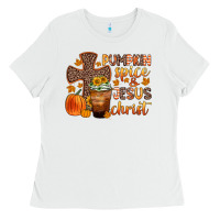 White pumpkin spice and jesus christ Ladies Tee - Zillion Design Studio