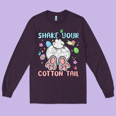 Shake Your Cotton Tail Long Sleeve Tee Designed By Maliassmallbusiness