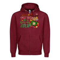 Burgundy deer santa please bring me tea Zipper Hoodie - MaliasSmallBusiness