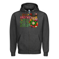Charcoal Heather deer santa please bring me tea Zipper Hoodie - MaliasSmallBusiness