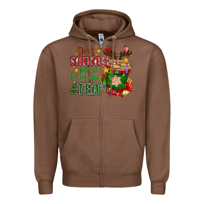 Deer Santa Please Bring Me Tea Zipper Hoodie by MaliasSmallBusiness | Teevron