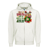 Oatmeal Heather deer santa please bring me tea Zipper Hoodie - MaliasSmallBusiness