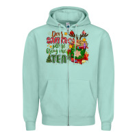 Seafoam deer santa please bring me tea Zipper Hoodie - MaliasSmallBusiness