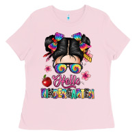 Bubblegum Pink hello kindergarten Ladies Tee - texasbilliewilder