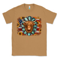 Toasted Coconut american flag sunflowers highland cow turquoise background Classic Tee - Jasminsmagicworld