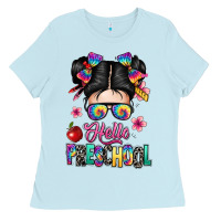 Baby Blue hello preschool kid Ladies Tee - texasbilliewilder