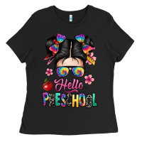 Black hello preschool kid Ladies Tee - texasbilliewilder