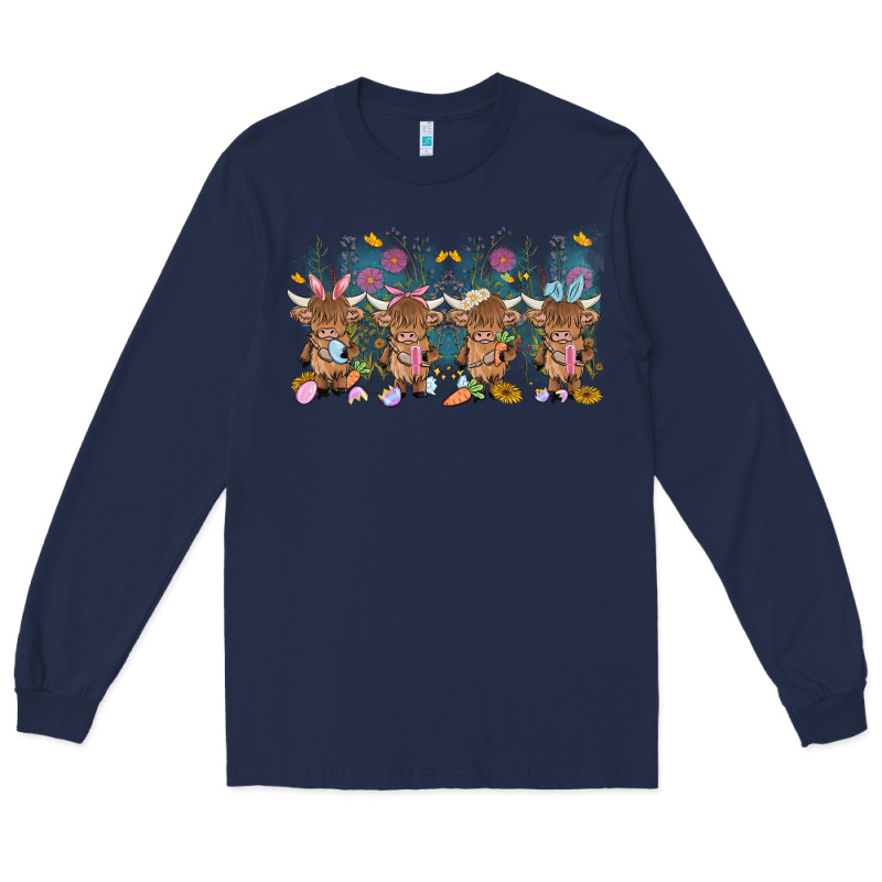 Easter Day Baby Highland Cow Long Sleeve Tee by MaliasSmallBusiness | Teevron
